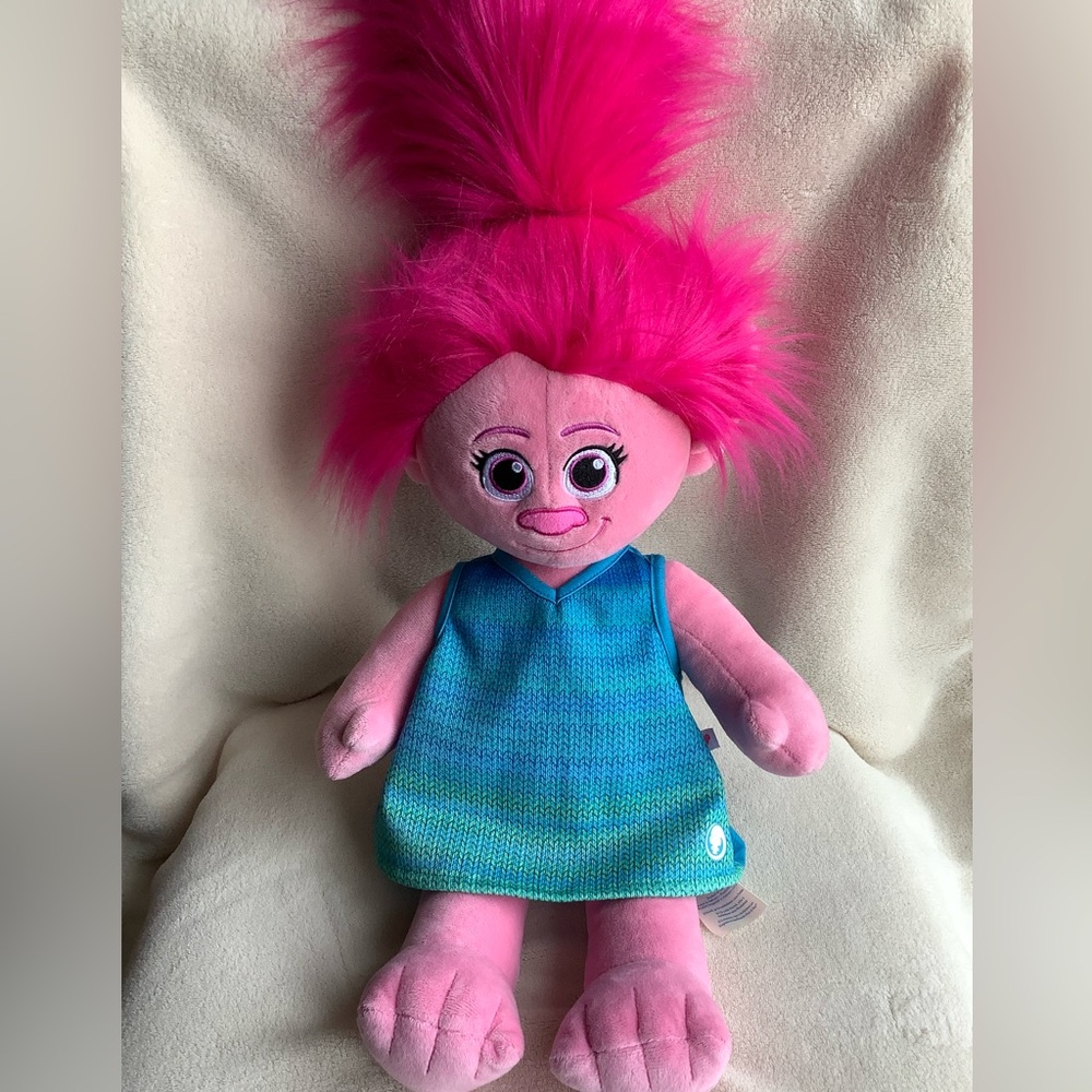 Build-A-Bear Pink DreamWorks Trolls Plush Princess Poppy W Soundbox Stuffed Doll